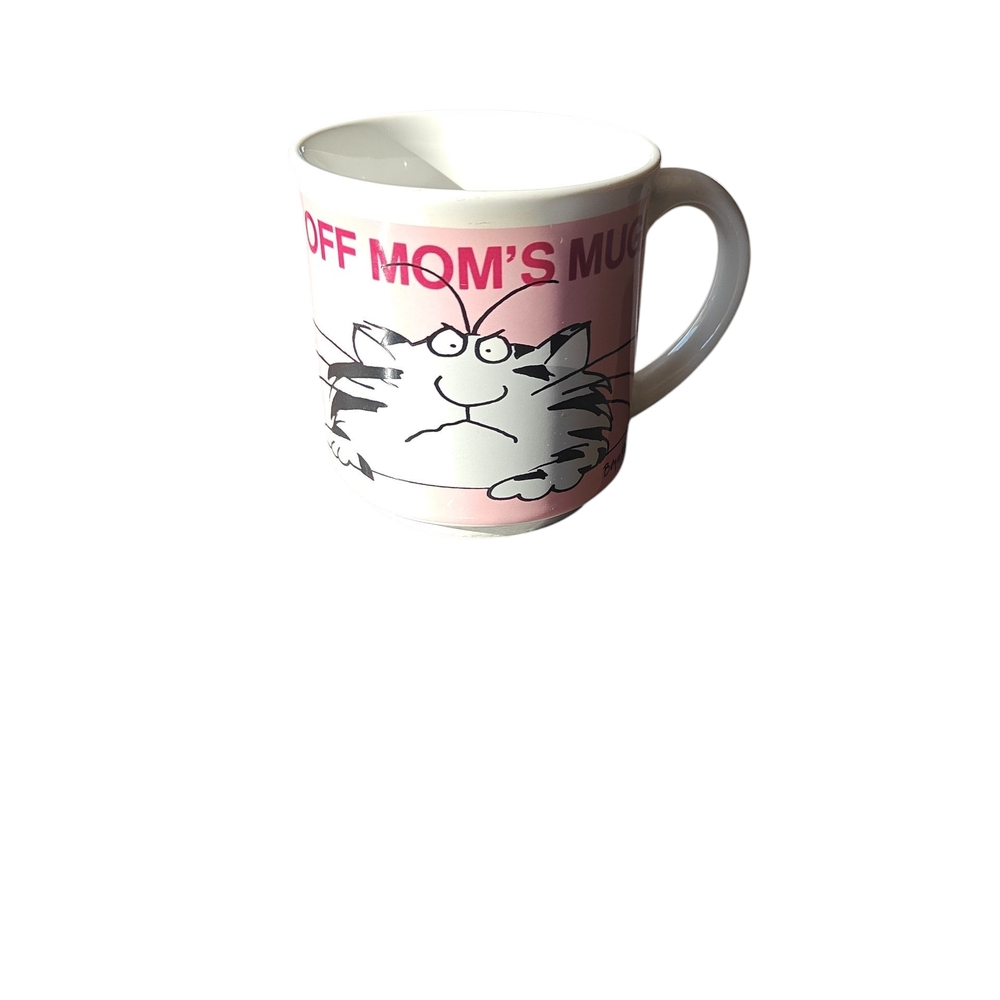 Cat Design White and Pink Coffee Mug